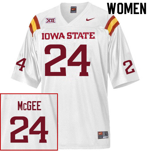 Women #24 Treyveon McGee Iowa State Cyclones College Football Jerseys Sale-White